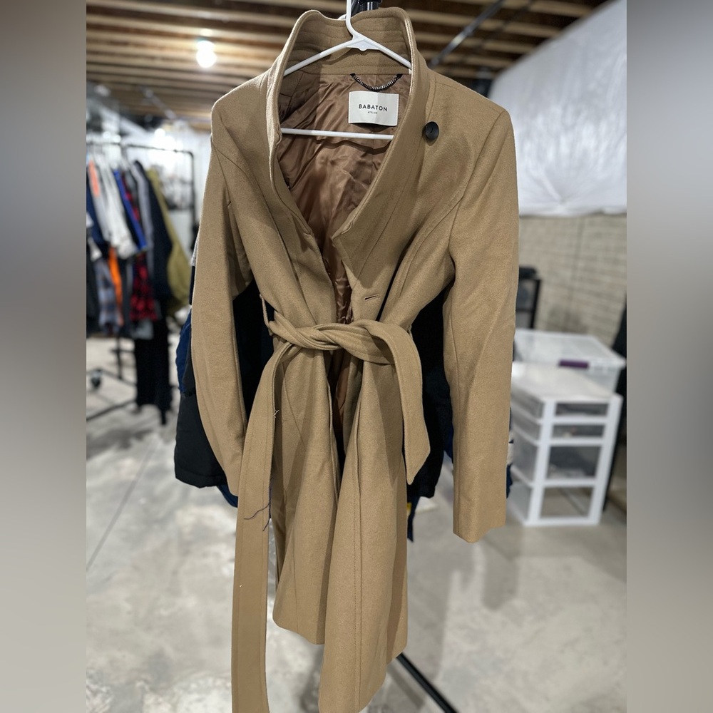 Babaton Camel Belted Coat